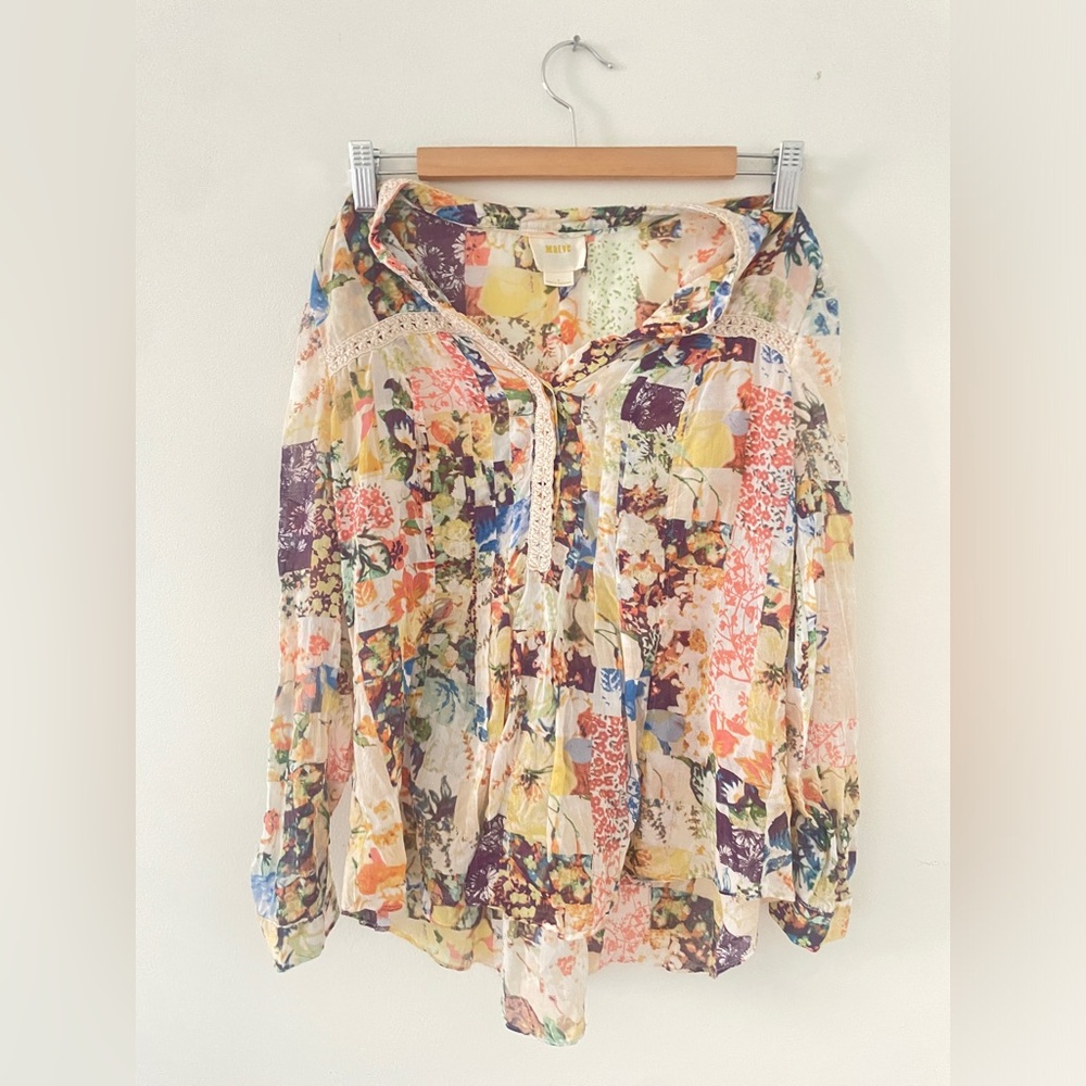 ANTHROPOLOGIE 💛MAEVE Multicolor Floral Blouse SIZE 0